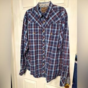 Wrangler Retro XL Premium Cotton Shirt Western Flip Cuff Men's Pearl Snap Button